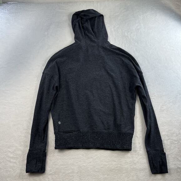 Lululemon Sz 6 Lead The Pack Hoodie Heathered Dark Cast Black Rulu Stretch Run - Picture 11 of 14